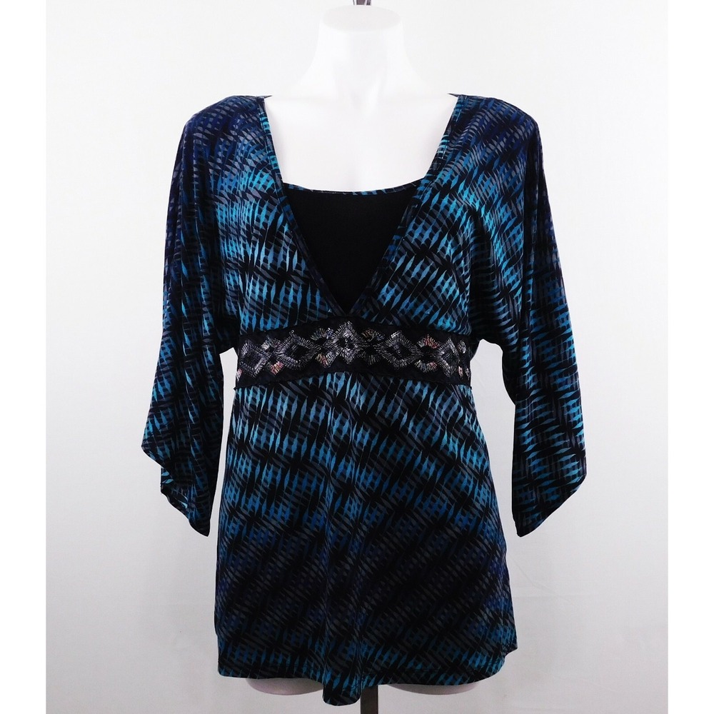 New‎ Directions Women Shirt, Size L, Multi-color, 94% Polyester, 6% Spandex